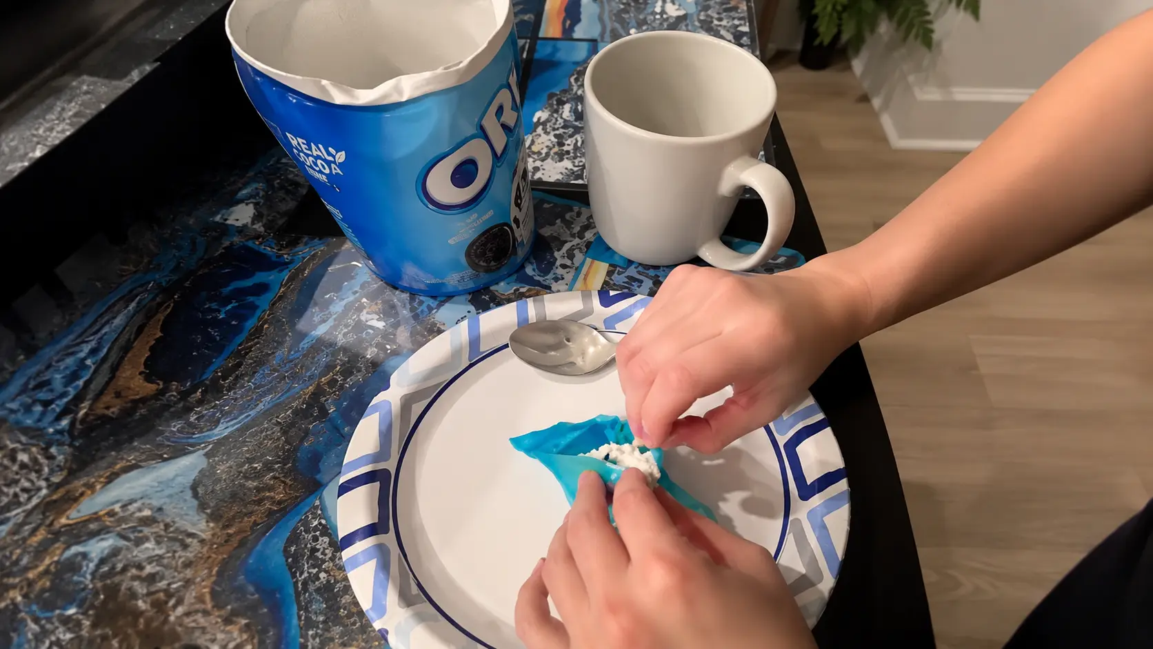 folding fruit roll up around icecream