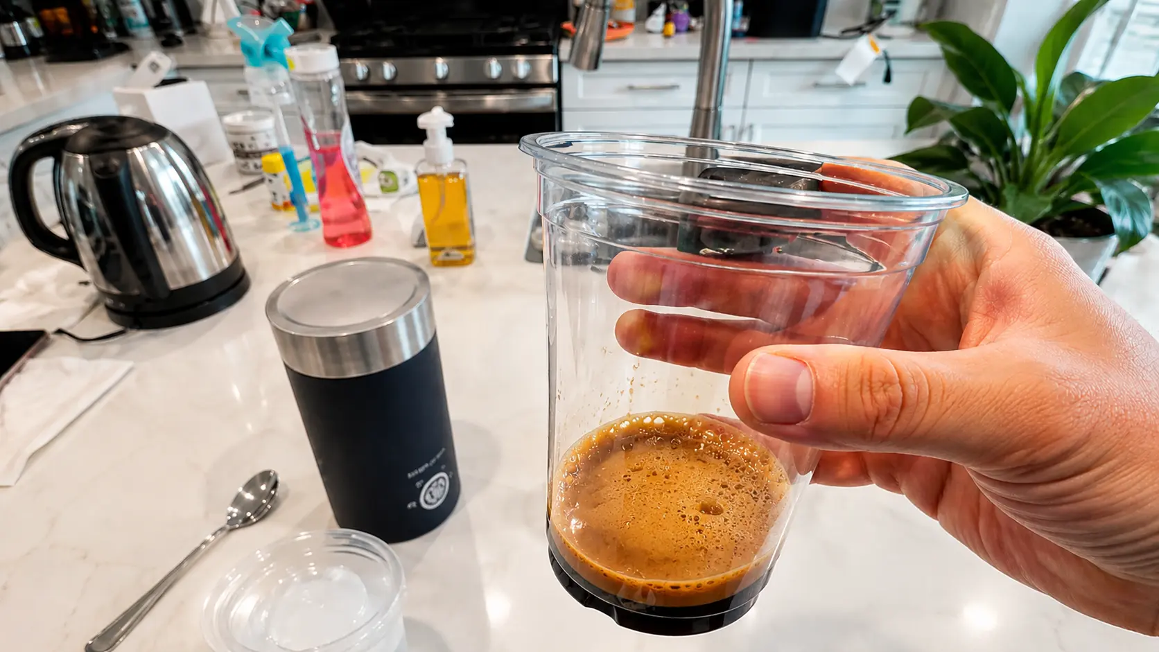 brewing two shots of espresso
