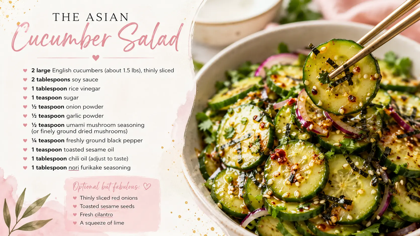 Ingredients for the asian cucumber salad