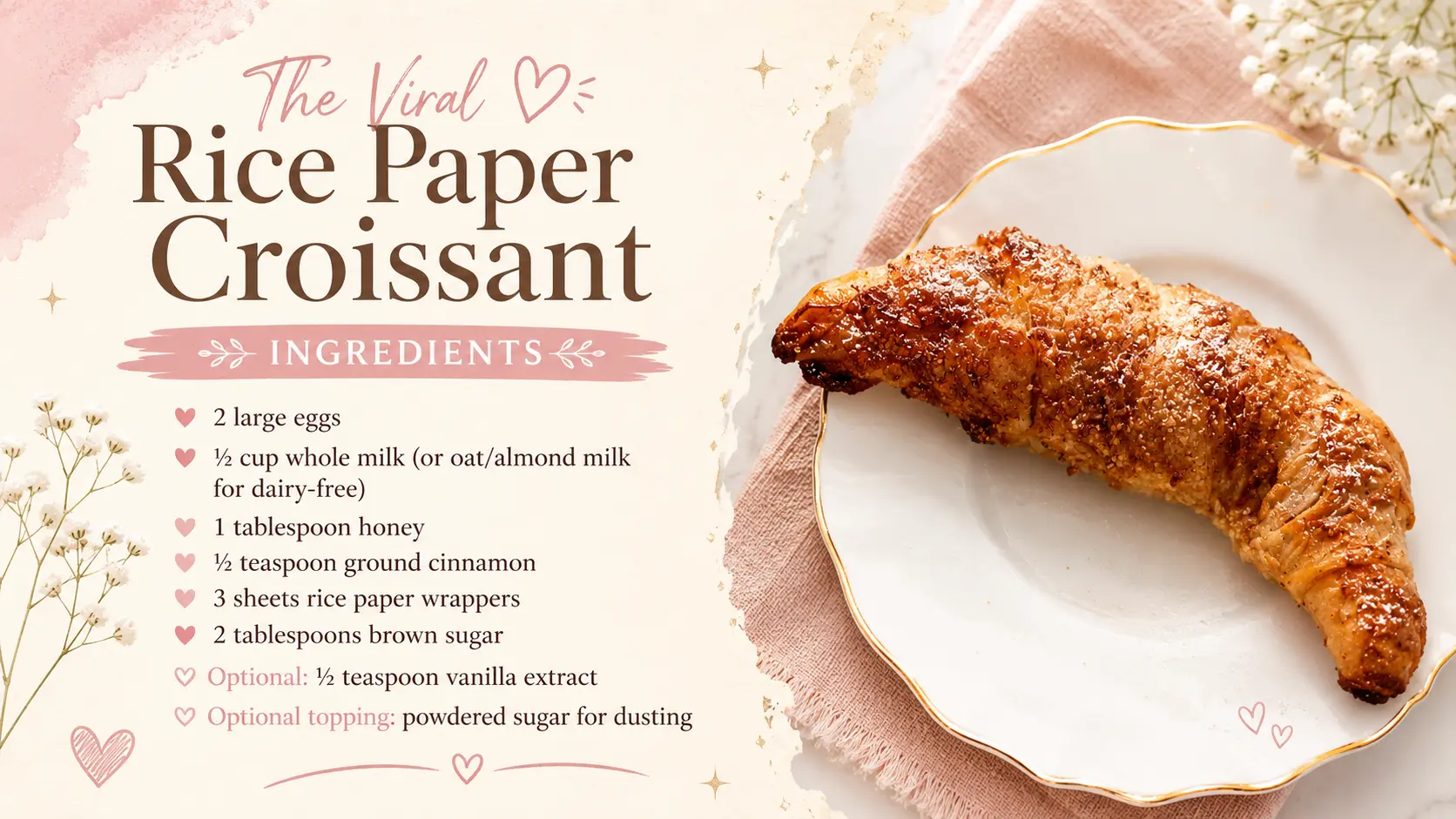Ingredients for the rice paper croissant