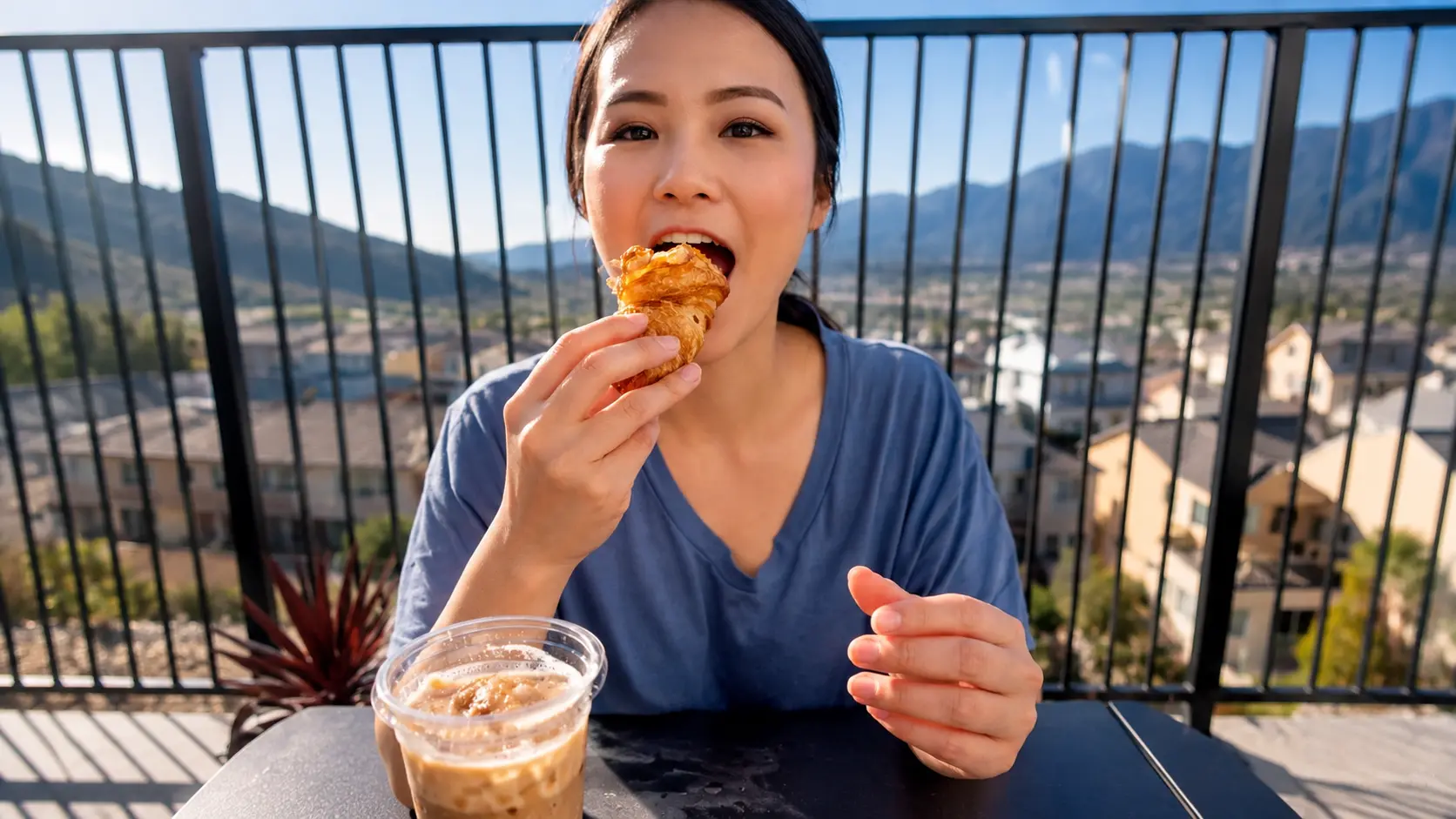 me biting my croissant