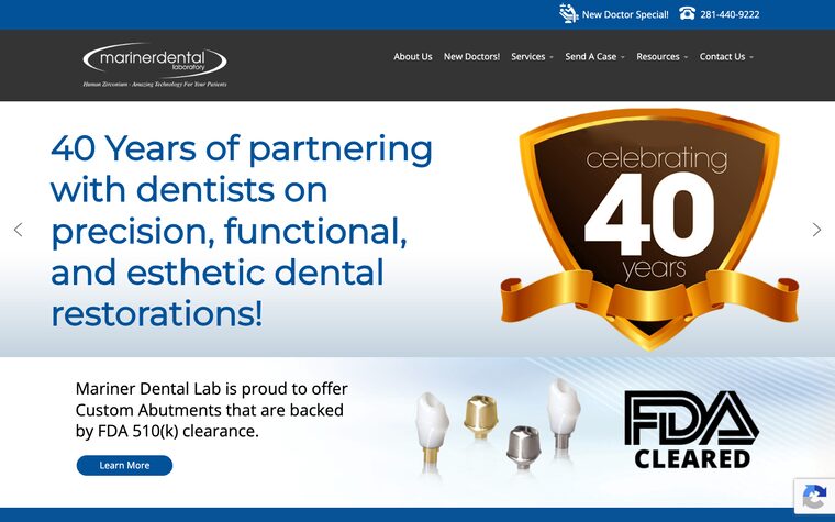 Mariner Dental Lab website preview