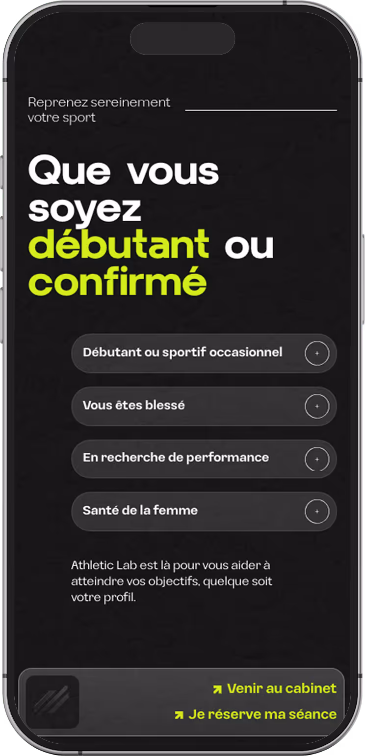 Section préparation physique du site Athletic Lab, renforcement spécifique pour coureurs, programmes sport santé, gainage, mobilité, récupération et optimisation de la performance.