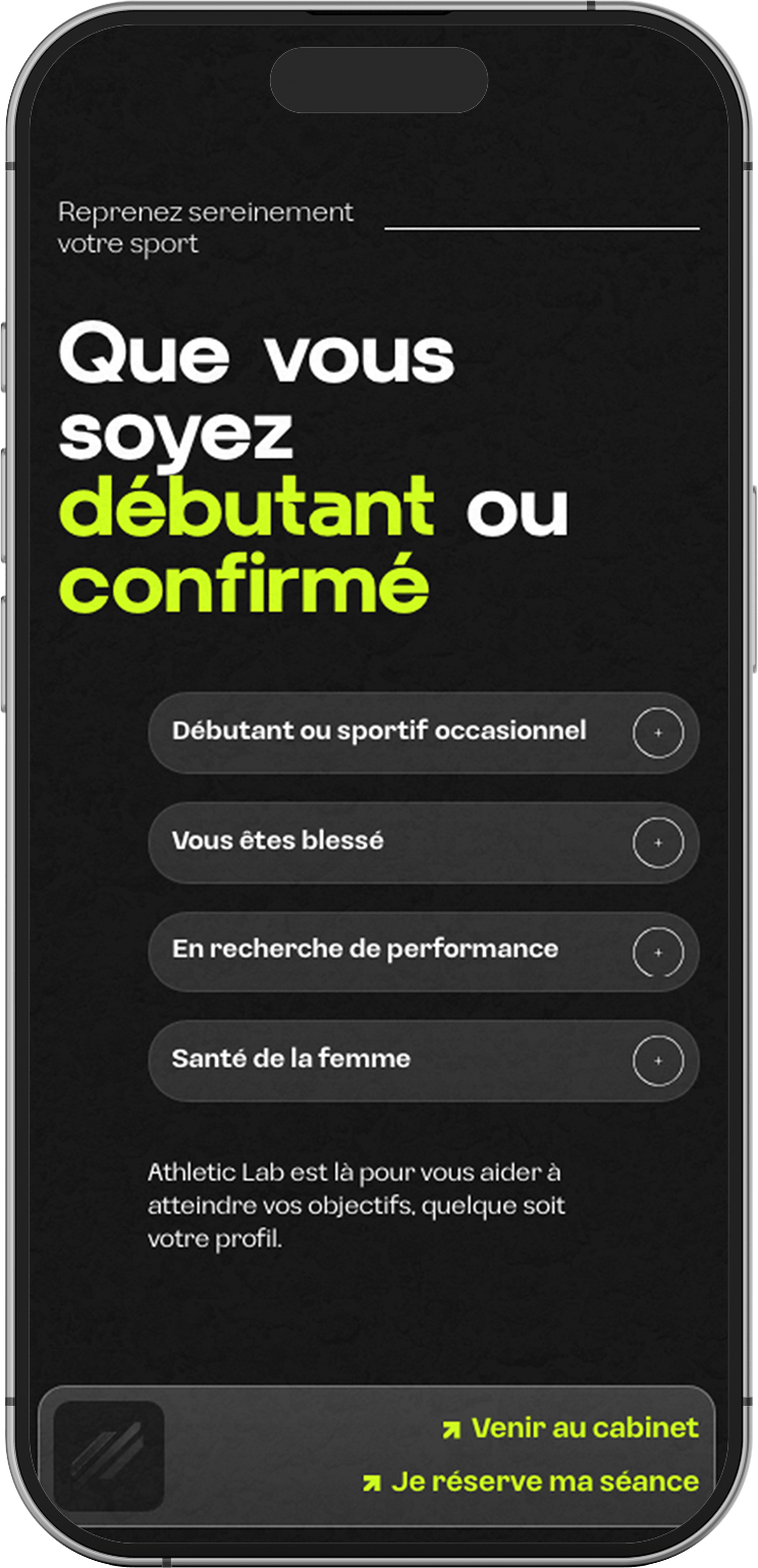 Section préparation physique du site Athletic Lab, renforcement spécifique pour coureurs, programmes sport santé, gainage, mobilité, récupération et optimisation de la performance.