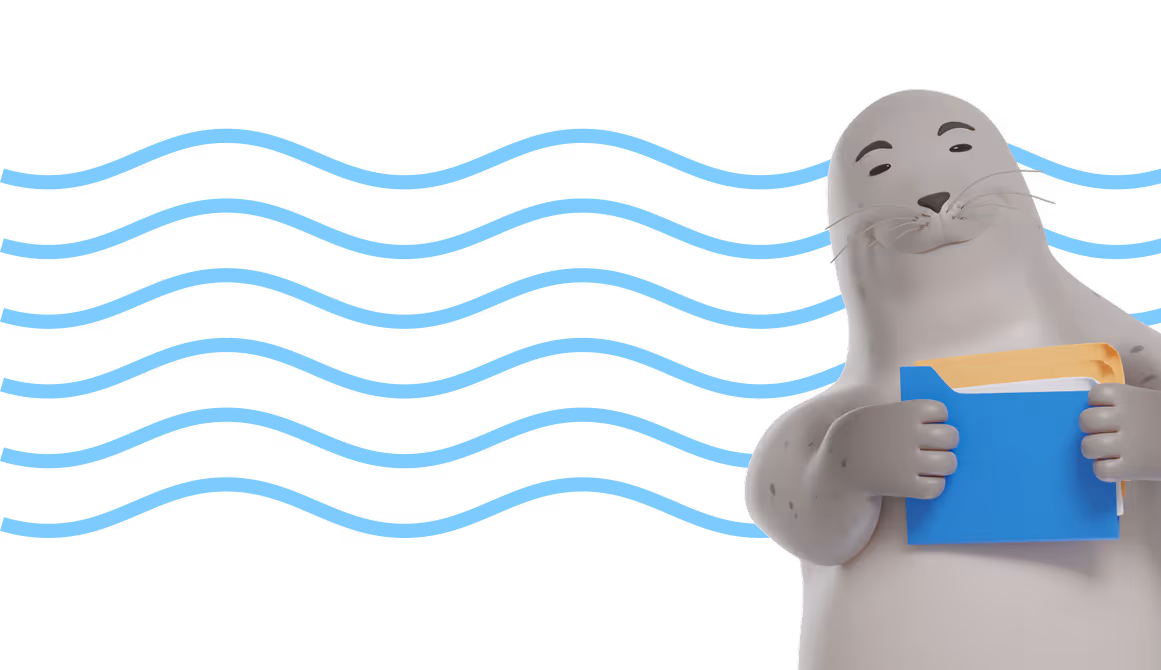 Grafikelement Robbe mit Ordnern