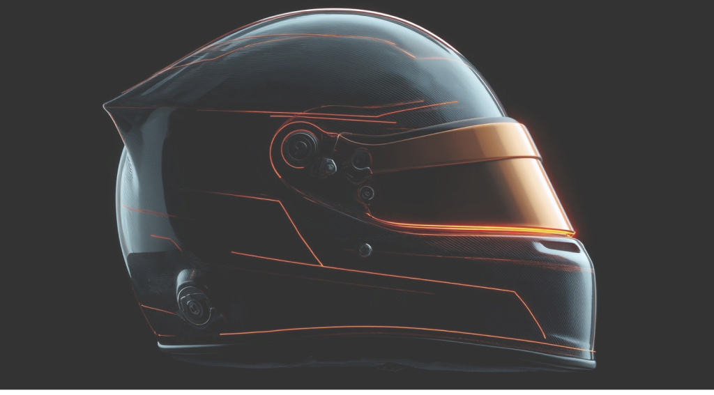 Detailed helmet rendering showcasing form and contours.