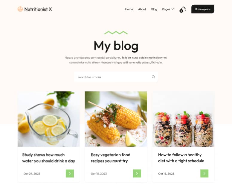 Blog Page - Nutritionist X Webflow Template