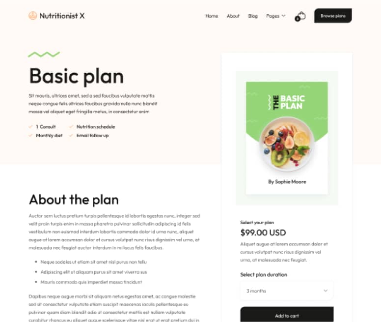 Shop Product Page - Nutritionist X Webflow Template