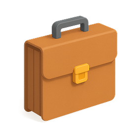 A simple, brown briefcase with a gray handle and yellow clasp, symbolizing business or work-related activities.