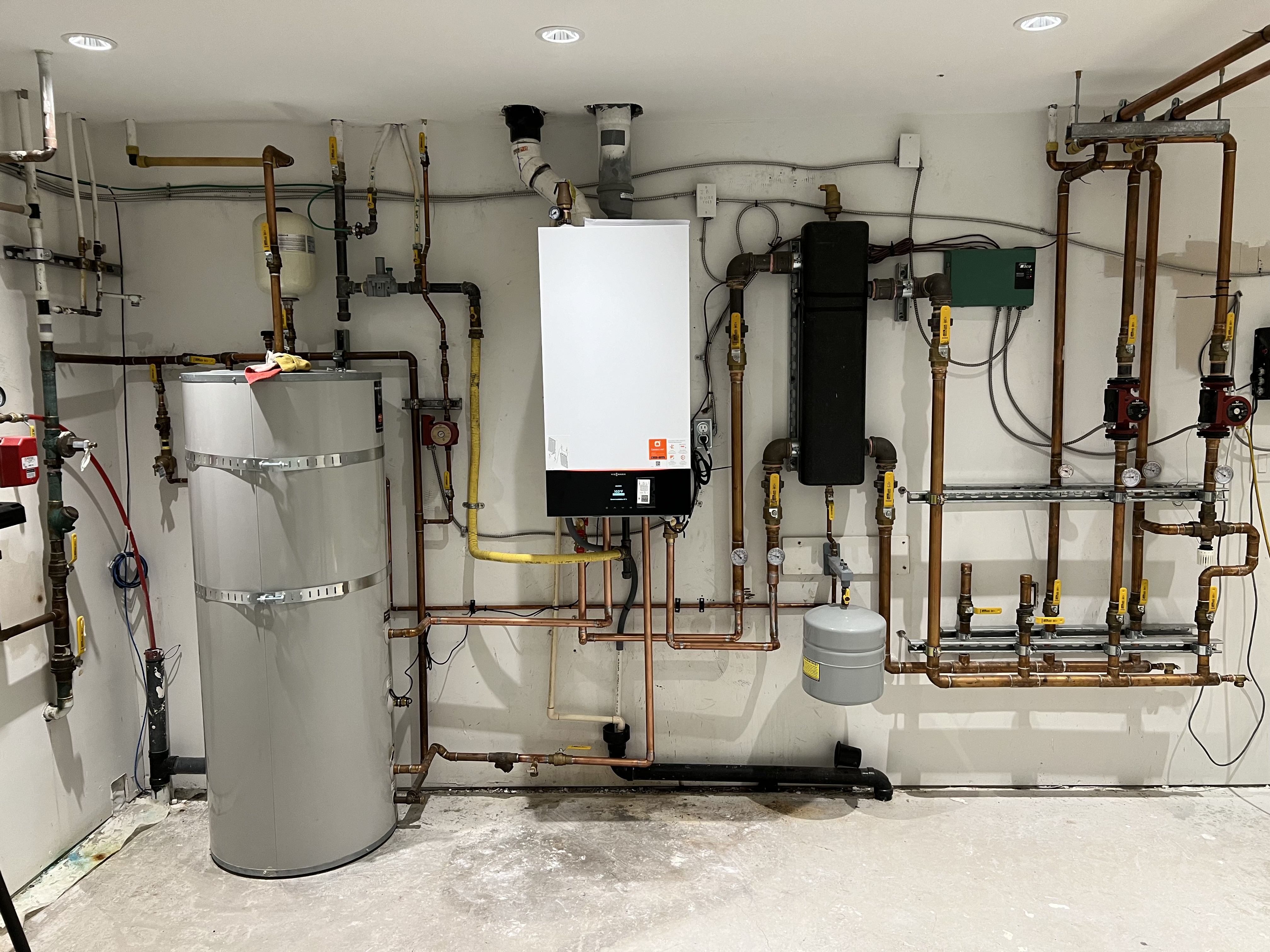 Combi boiler professionally installed in a residential utility room