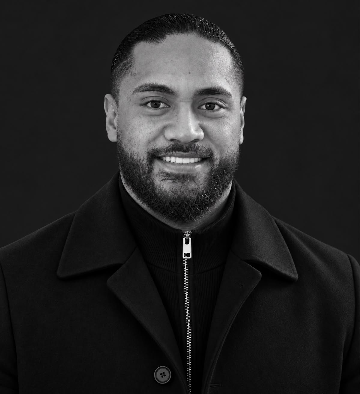 Black and white headshot image of Papali'i Wolfsheime Alofa