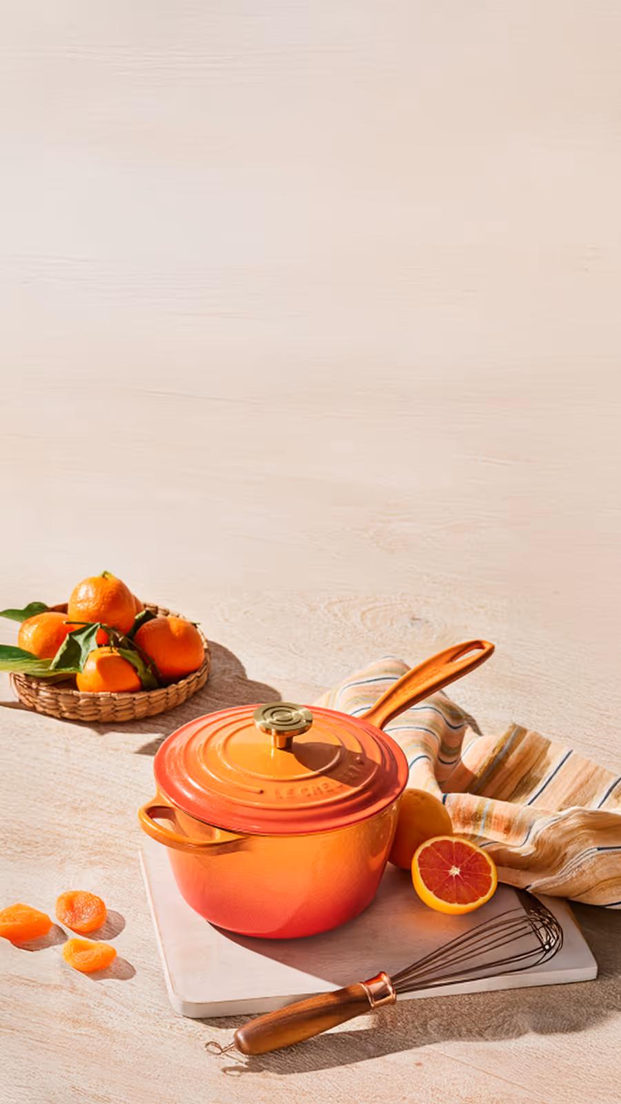 Vertical view of a Le Crueset Saucepan