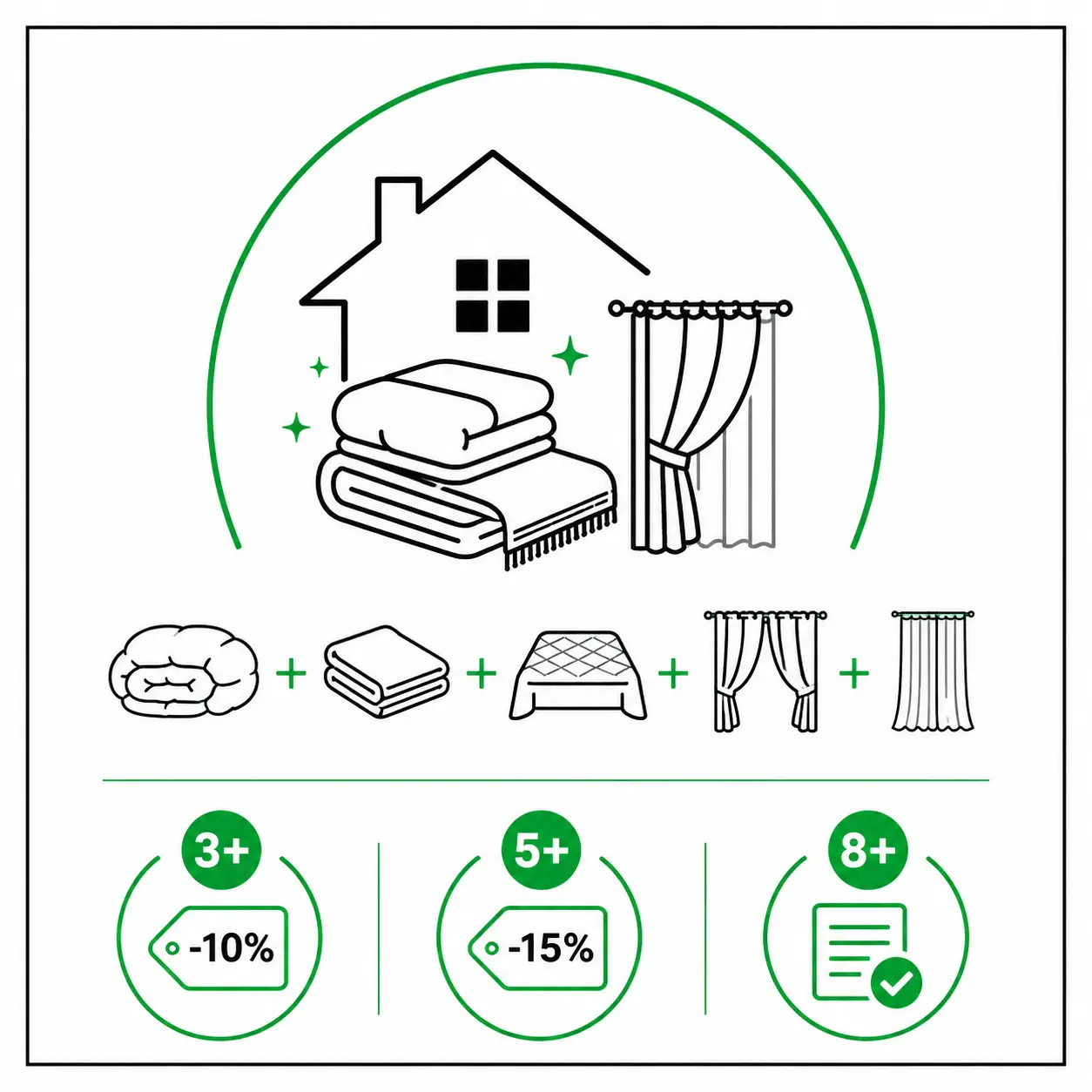 Illustration du Pack Grand Format de Votre Pressing à Lyon : tarif avantageux dès 3 articles pour le nettoyage de couettes, couvertures, dessus de lit, rideaux et voilages