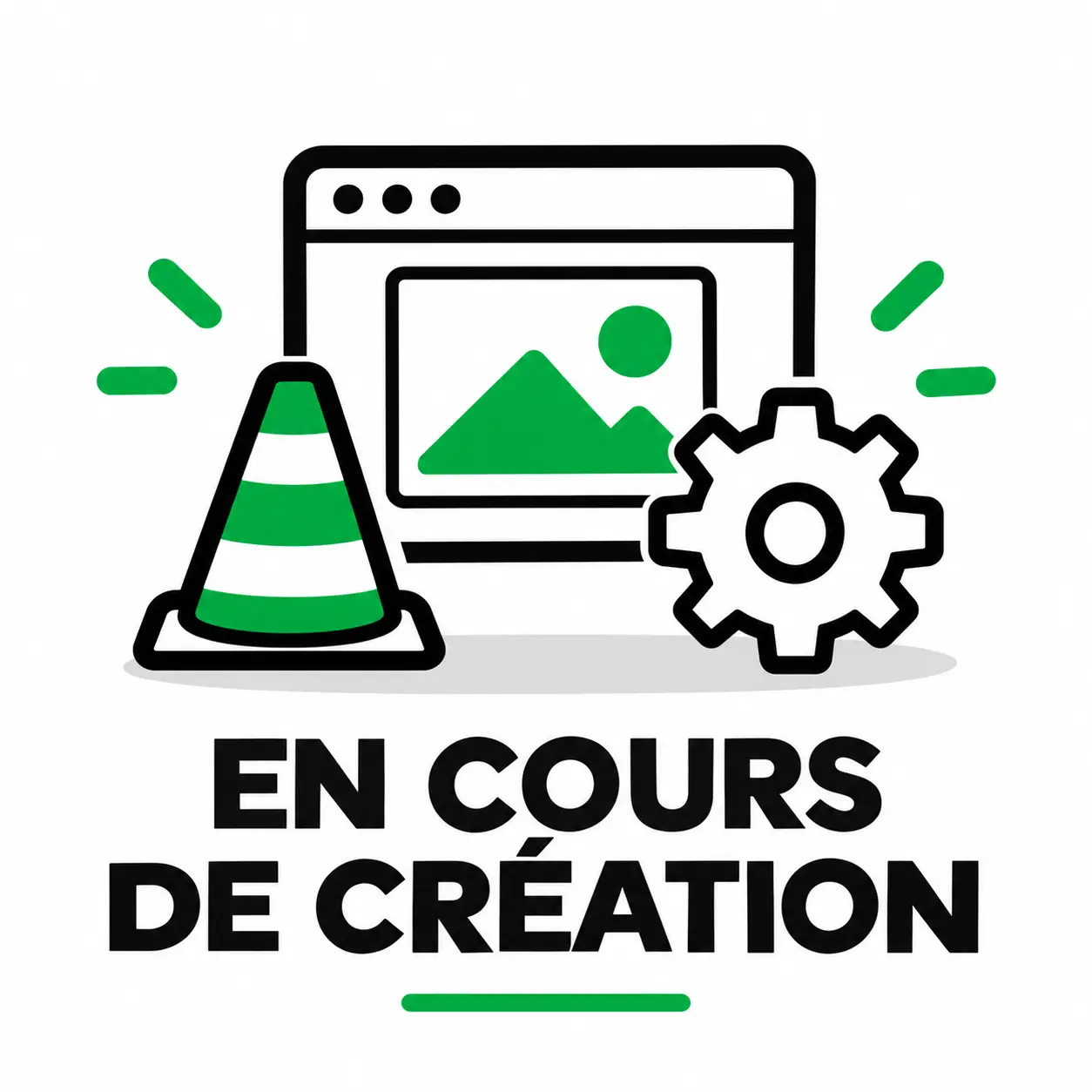 Illustration « En cours de création » indiquant qu'une page du site Votre Pressing à Lyon est actuellement en préparation.