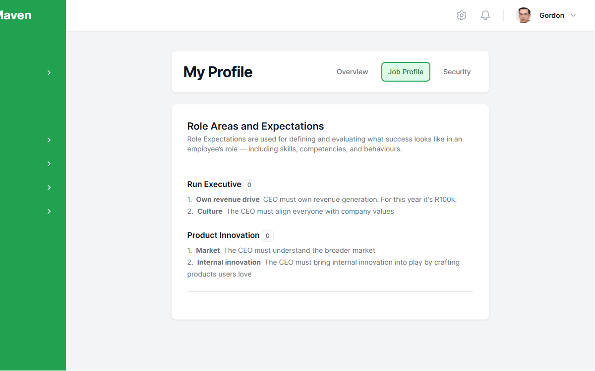 Dashboard mockup