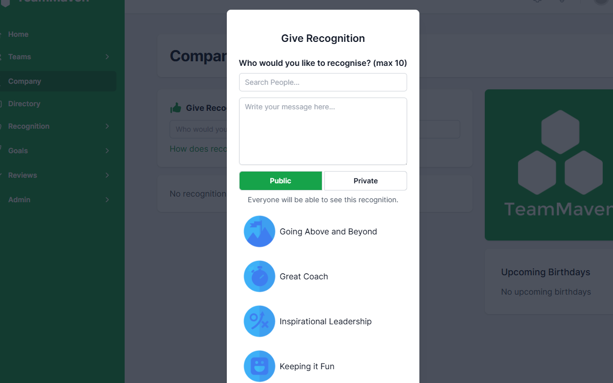 Dashboard mockup