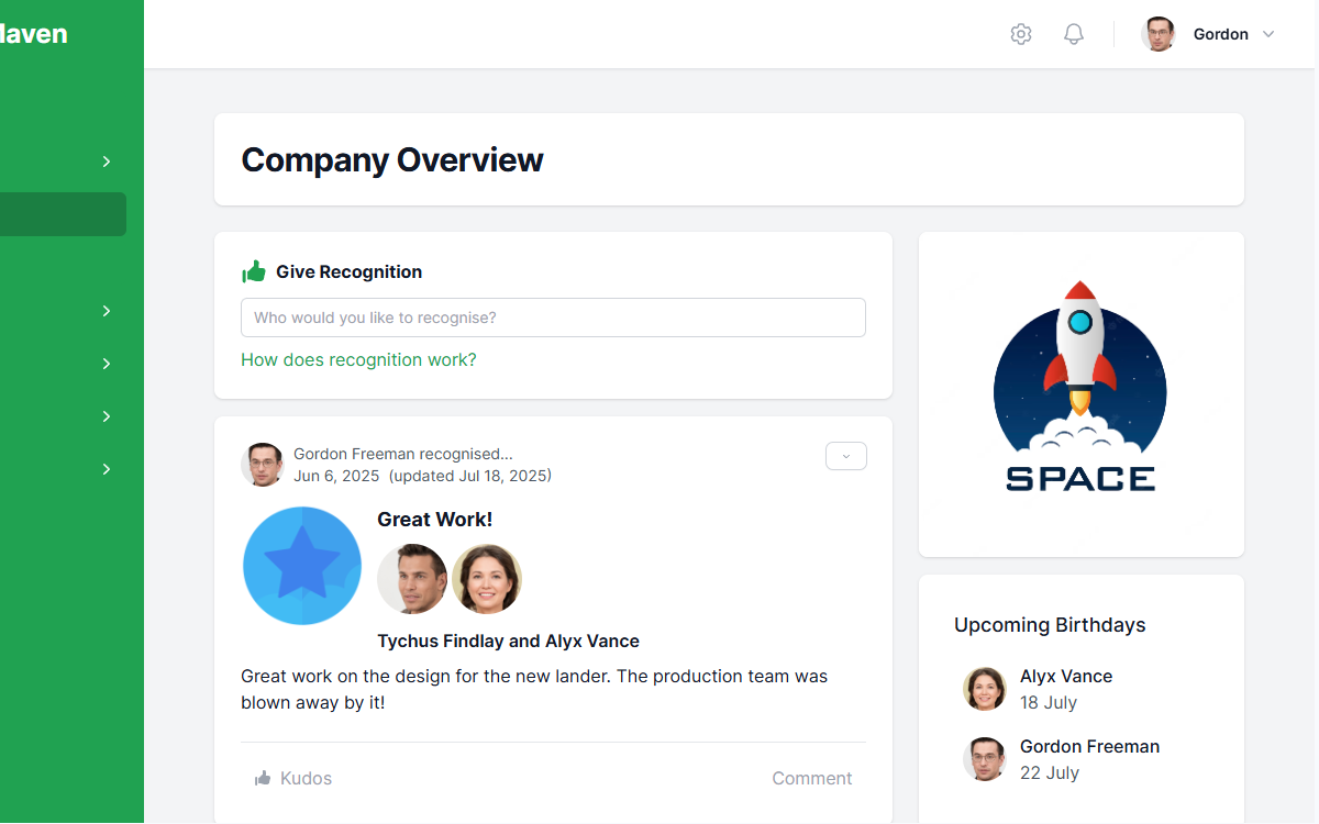 Dashboard mockup
