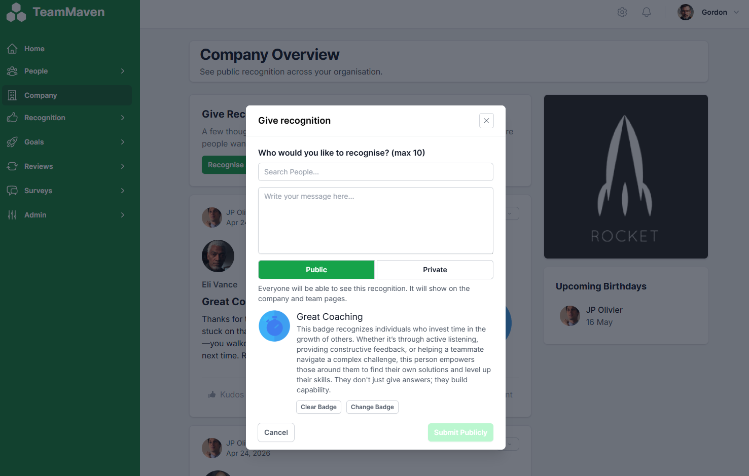 Dashboard mockup
