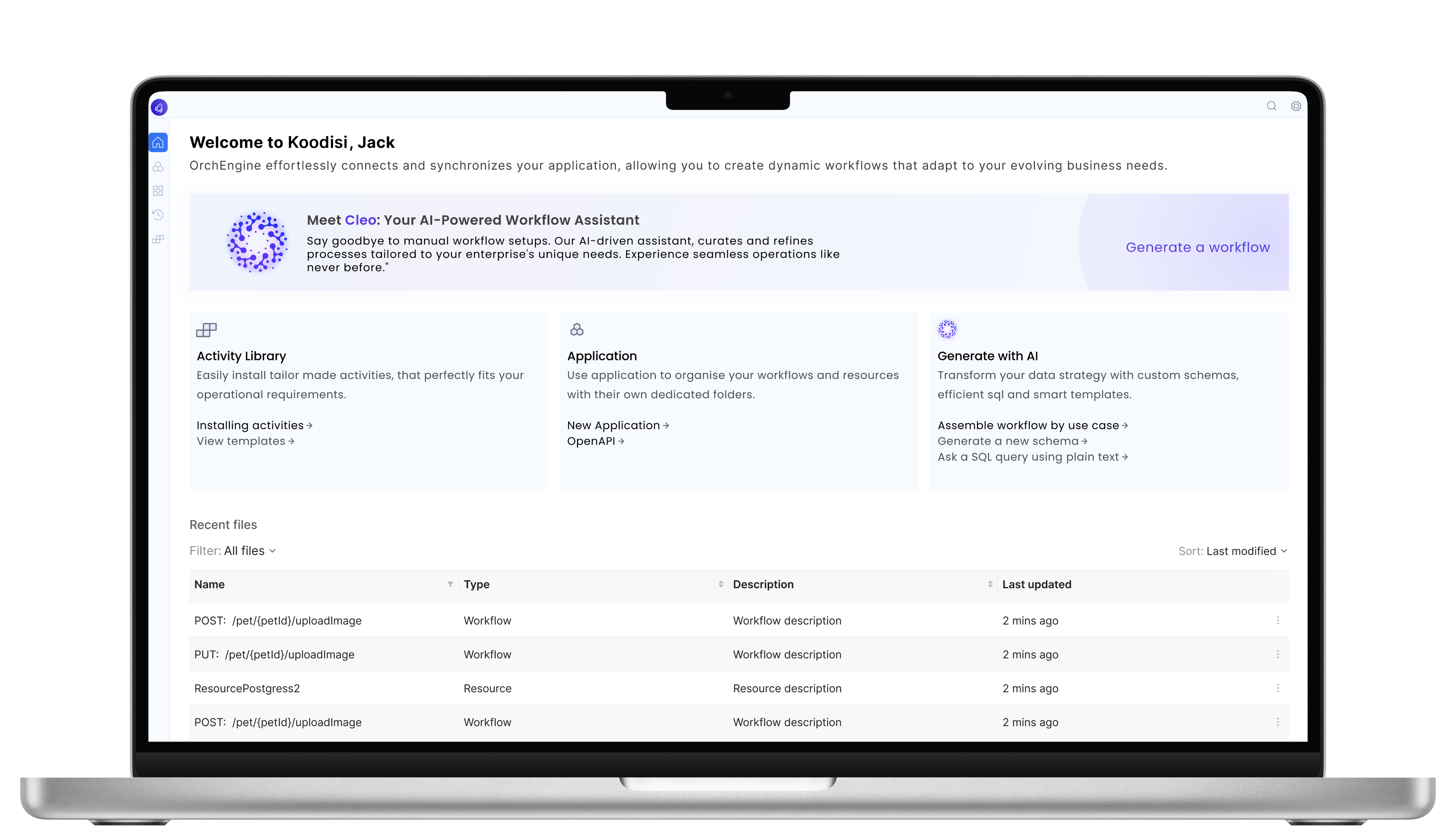 Ivoyant Koodisi orchestration engine overview with AI powered workflow assistant.