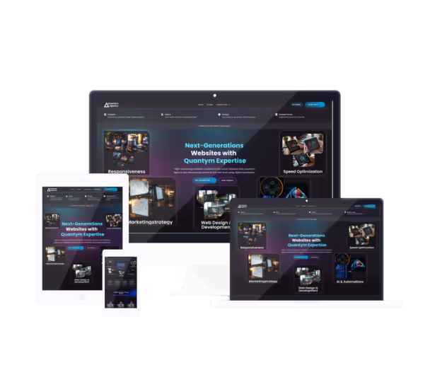 Responsive website design displayed across multiple devices, demonstrating seamless performance on mobile, tablet, and desktop.