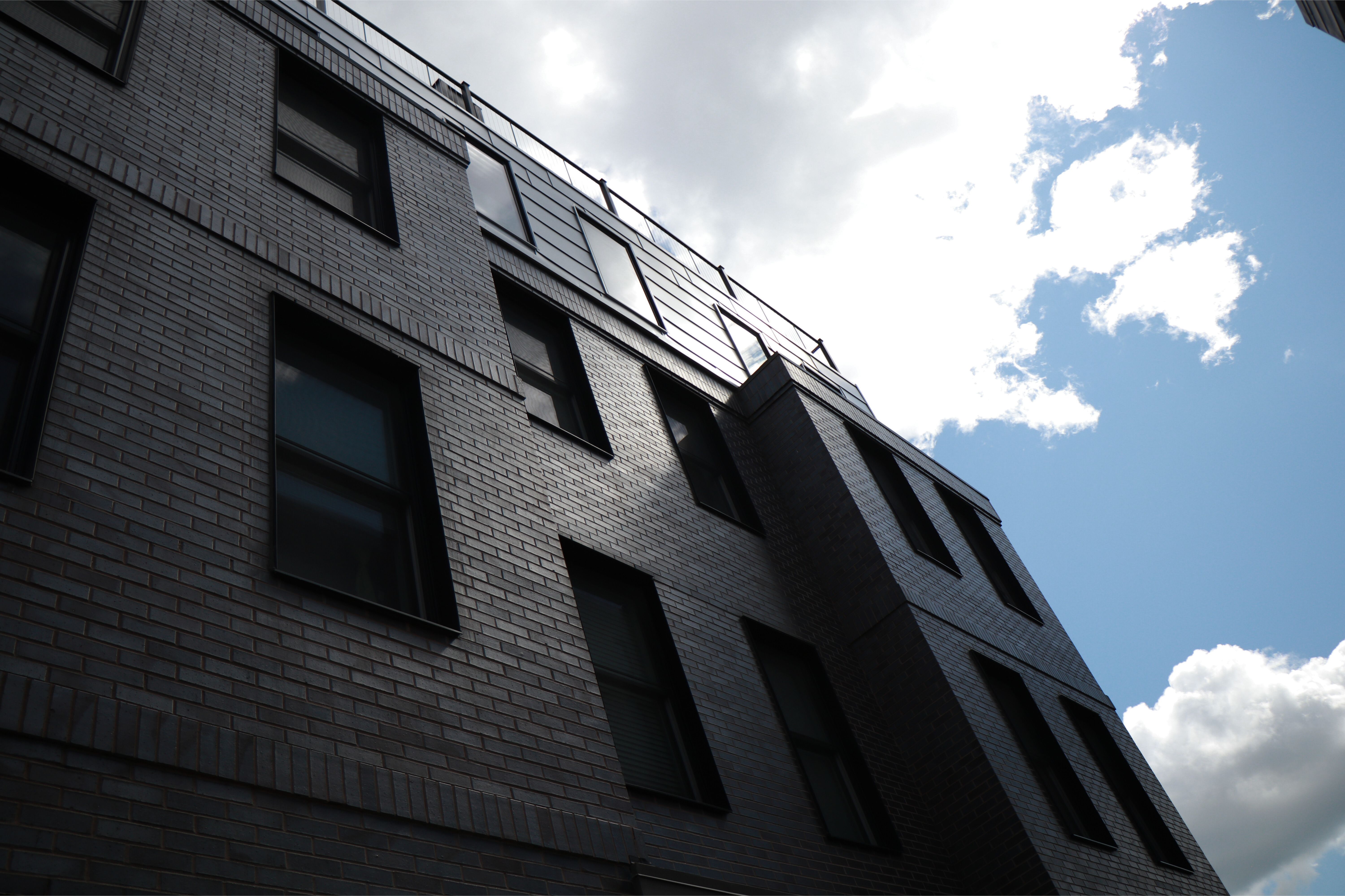 Front of Apartment Building in Boston with Black Brick