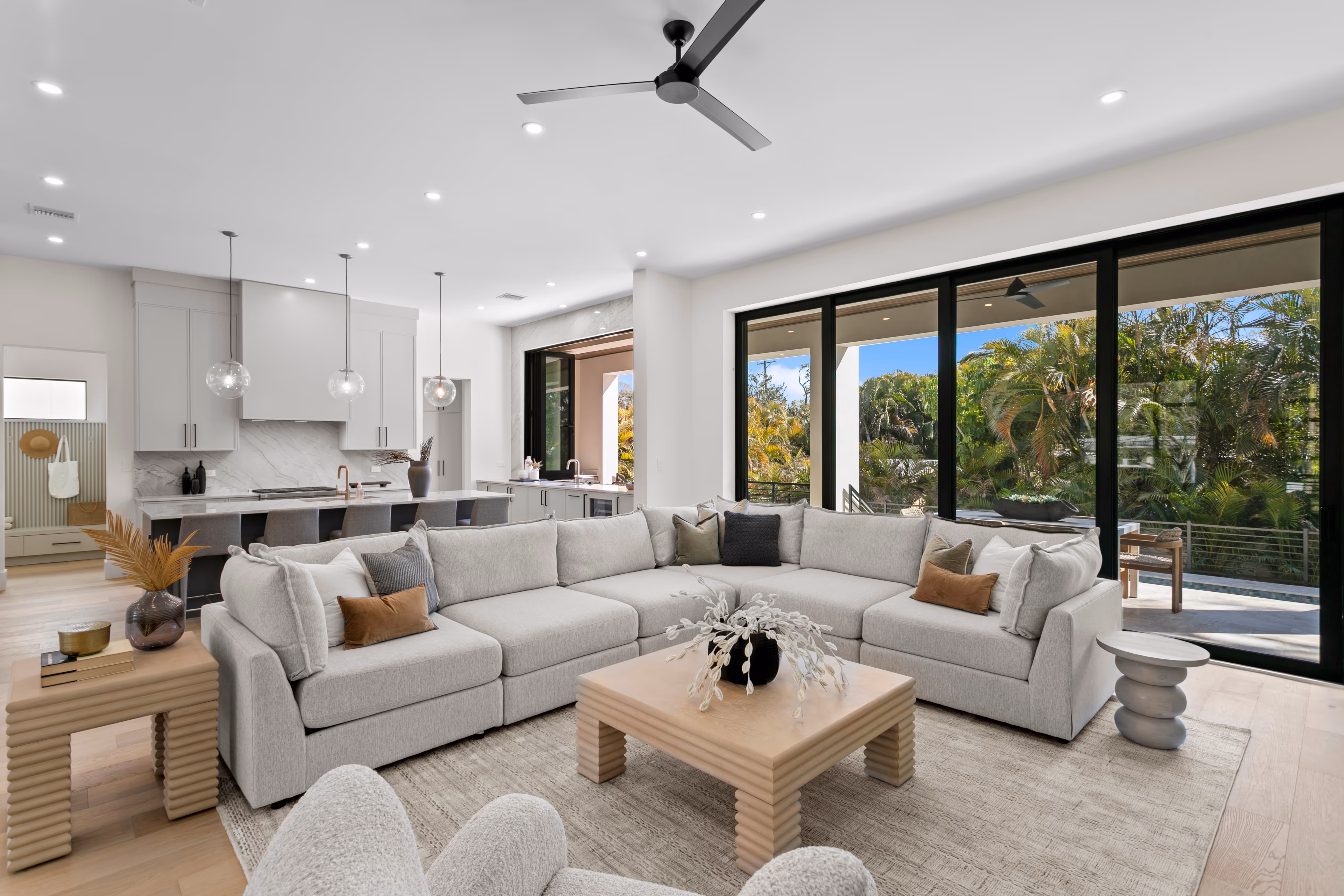 Styled living room designed by Dwell & Company