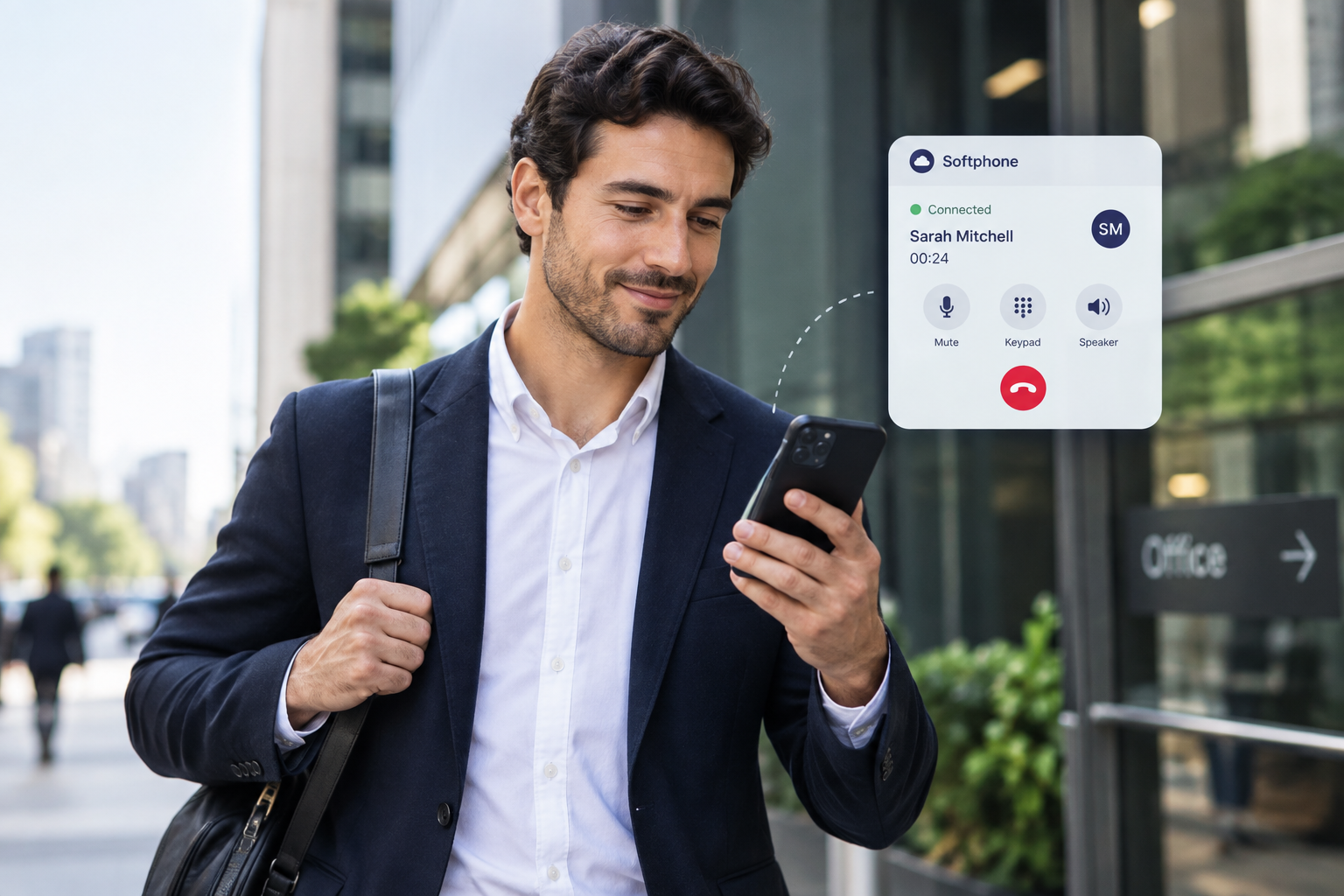 Softphone calling on laptop and mobile