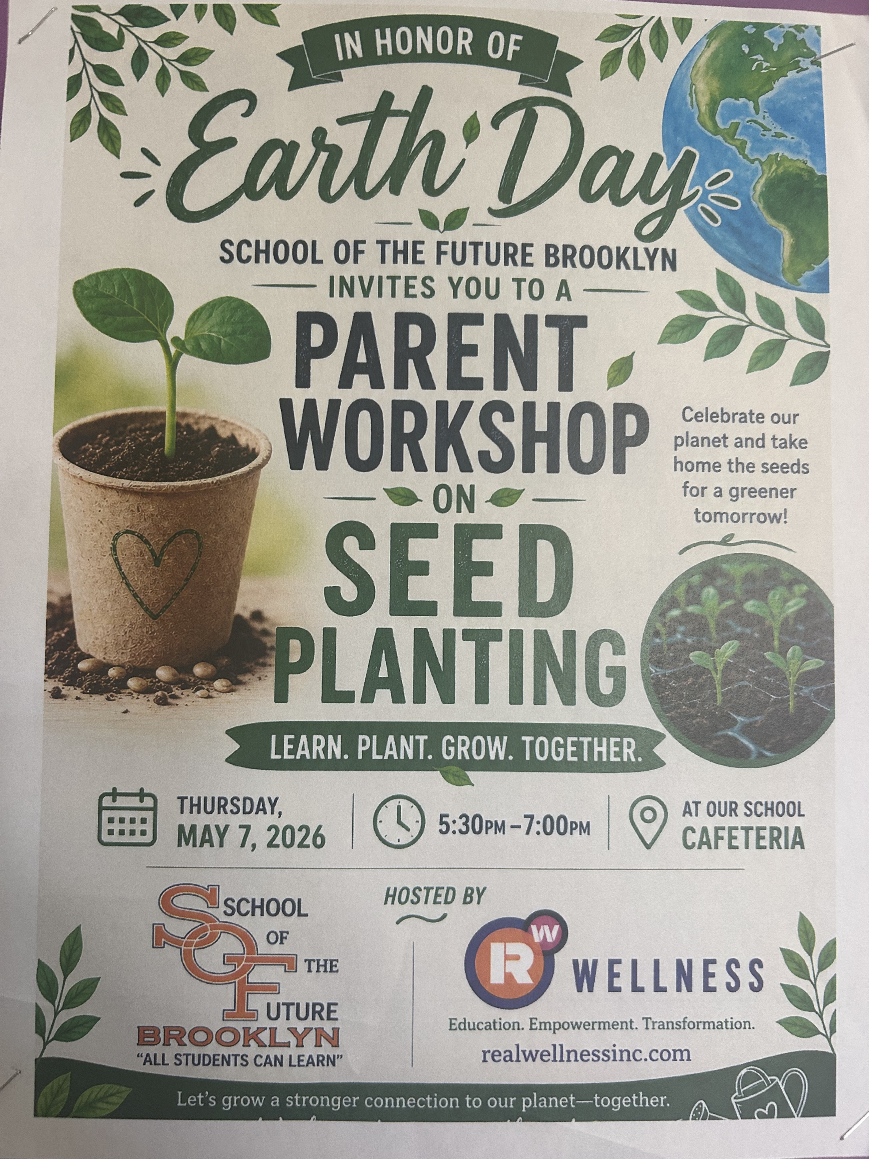parent workshop, Schools Closed flyer