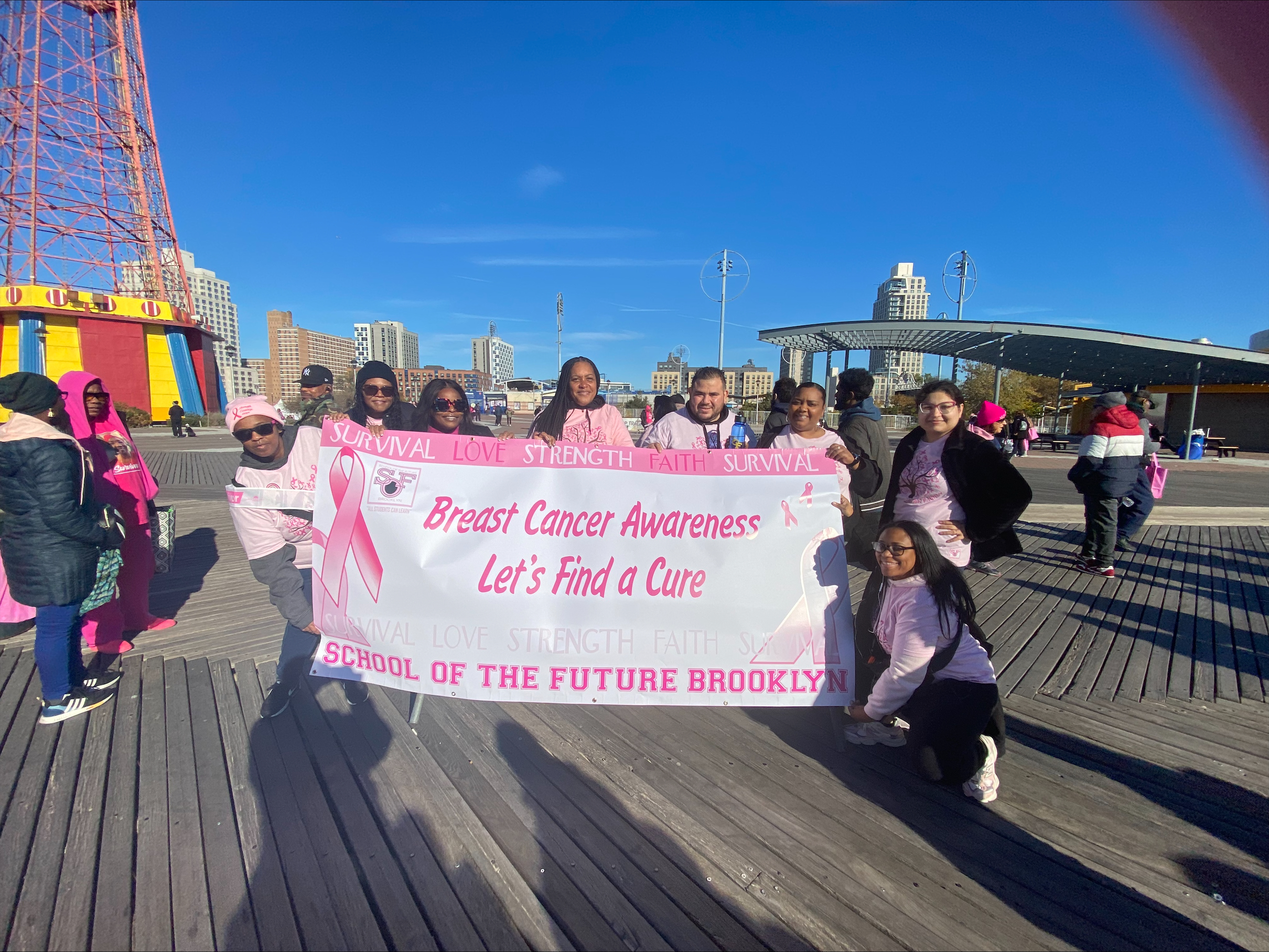 School of the Future Brooklyn students at breast cancer awareness walk