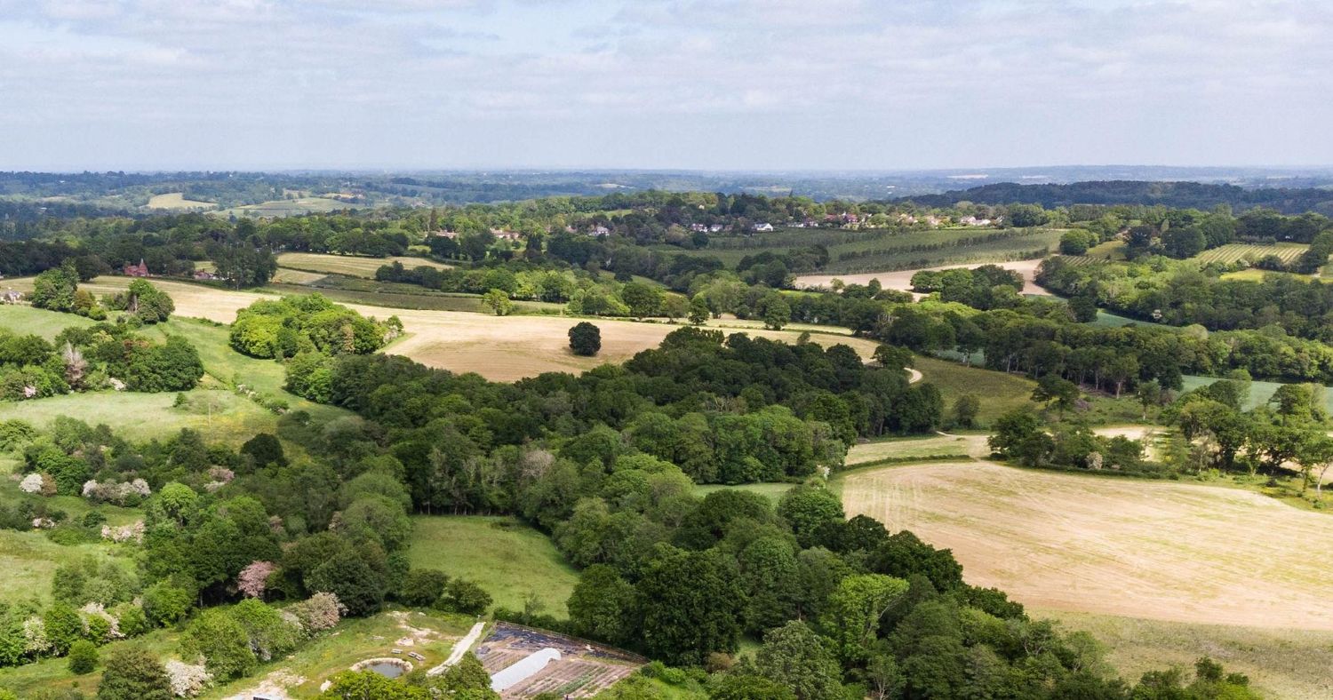 Cowbeech village and East Sussex countryside at golden hour