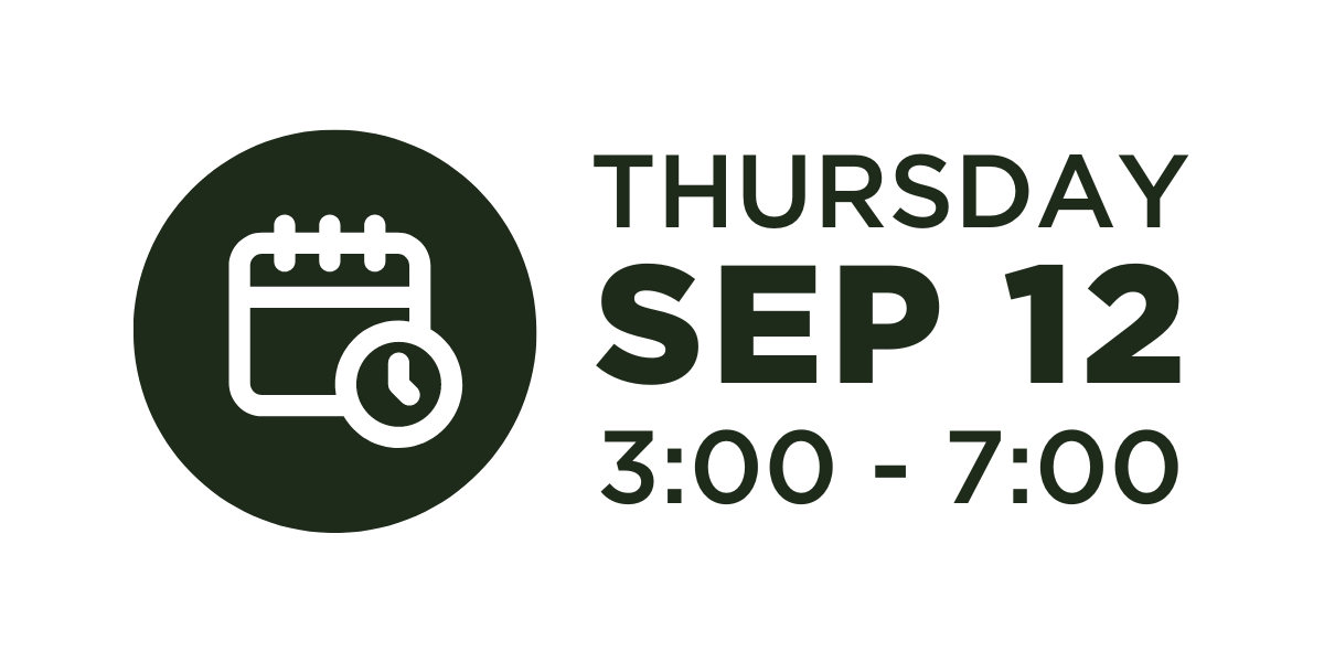 Date and time of Open House, Thursday, September 12th 3PM to 7PM