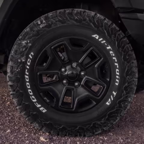 Tire of black car