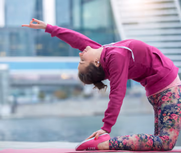 a woman stretching