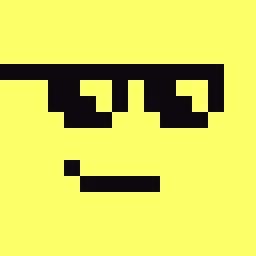 Pixel Science logo, an emoji of a face with sunglasses in pixel art style.