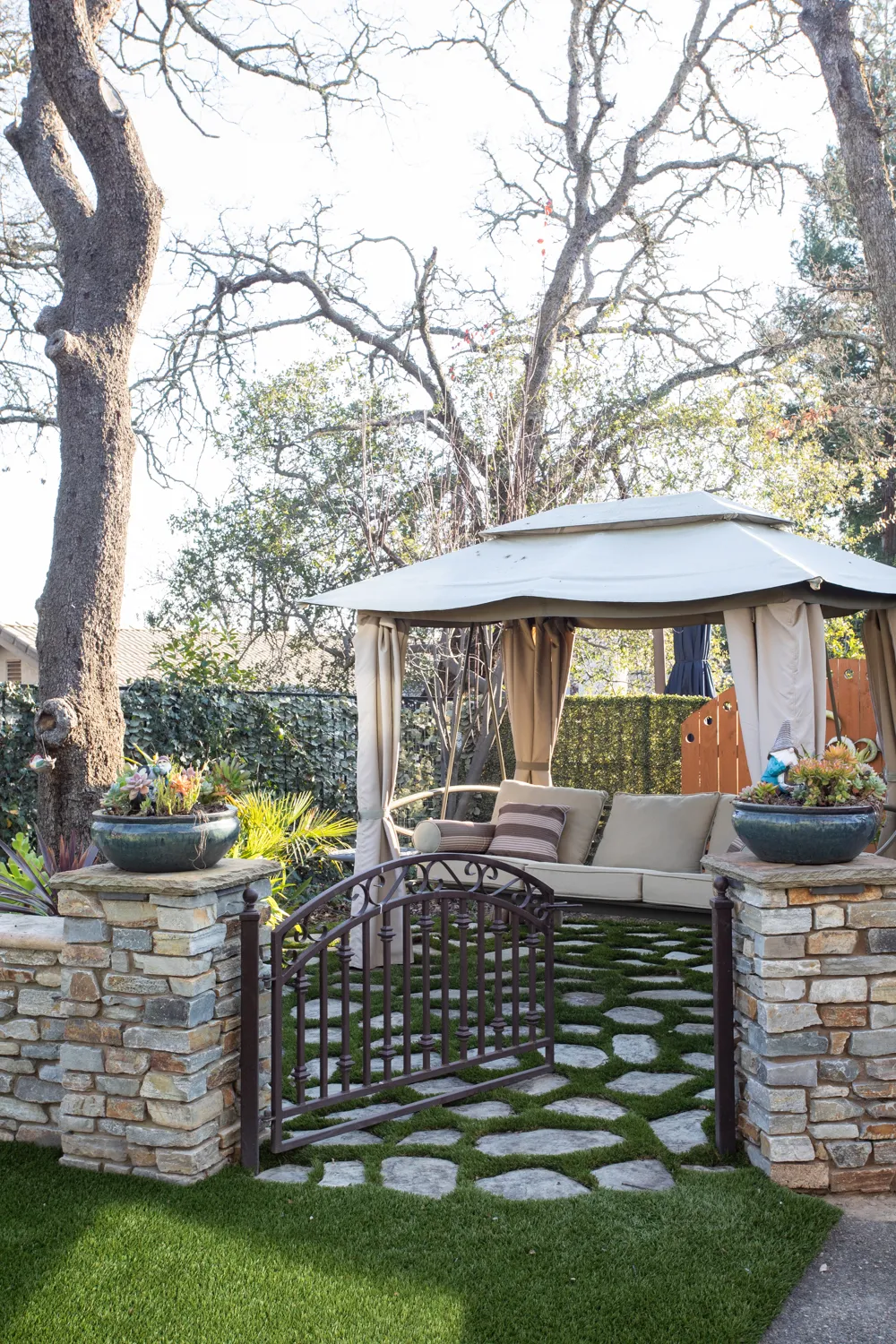 Flagstone path set into turf in Rancho Murieta