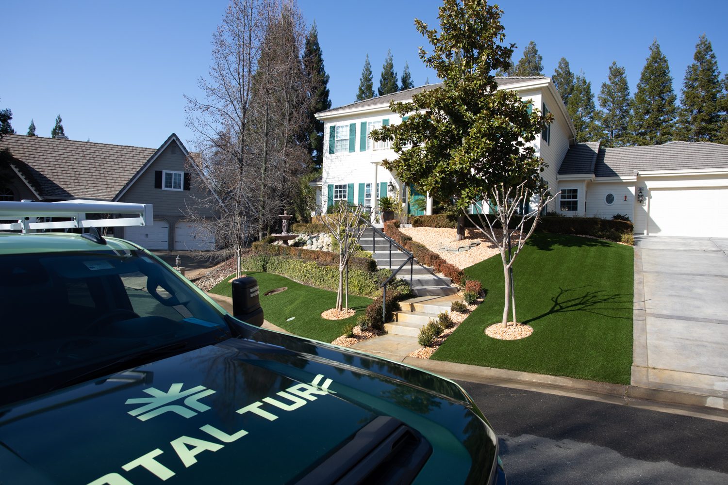 Completed Roseville backyard artificial turf installation Total Turf Sacramento
