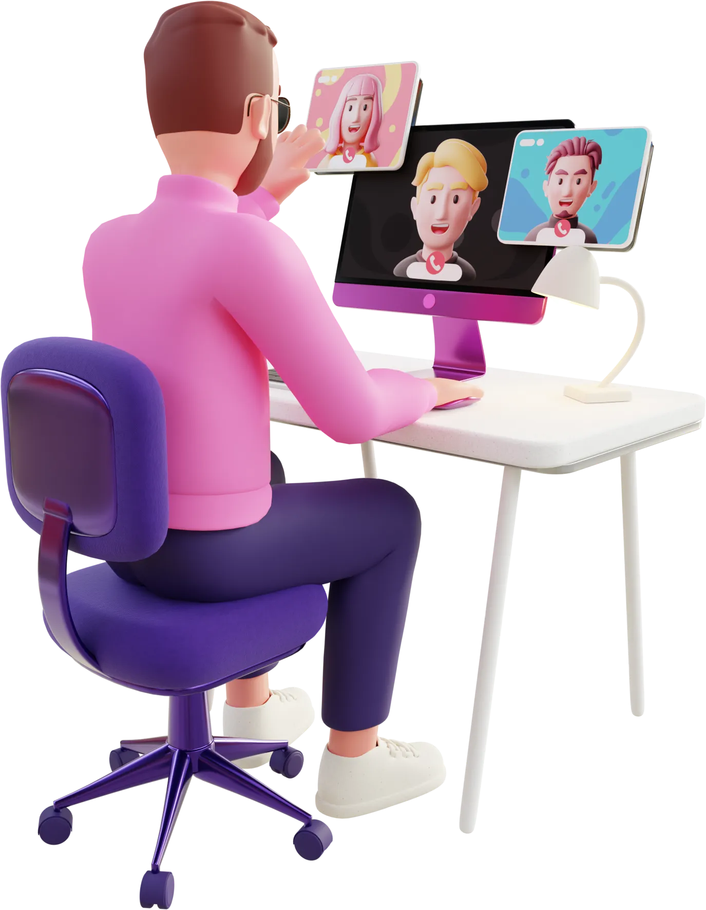 Dude working in a bean bag