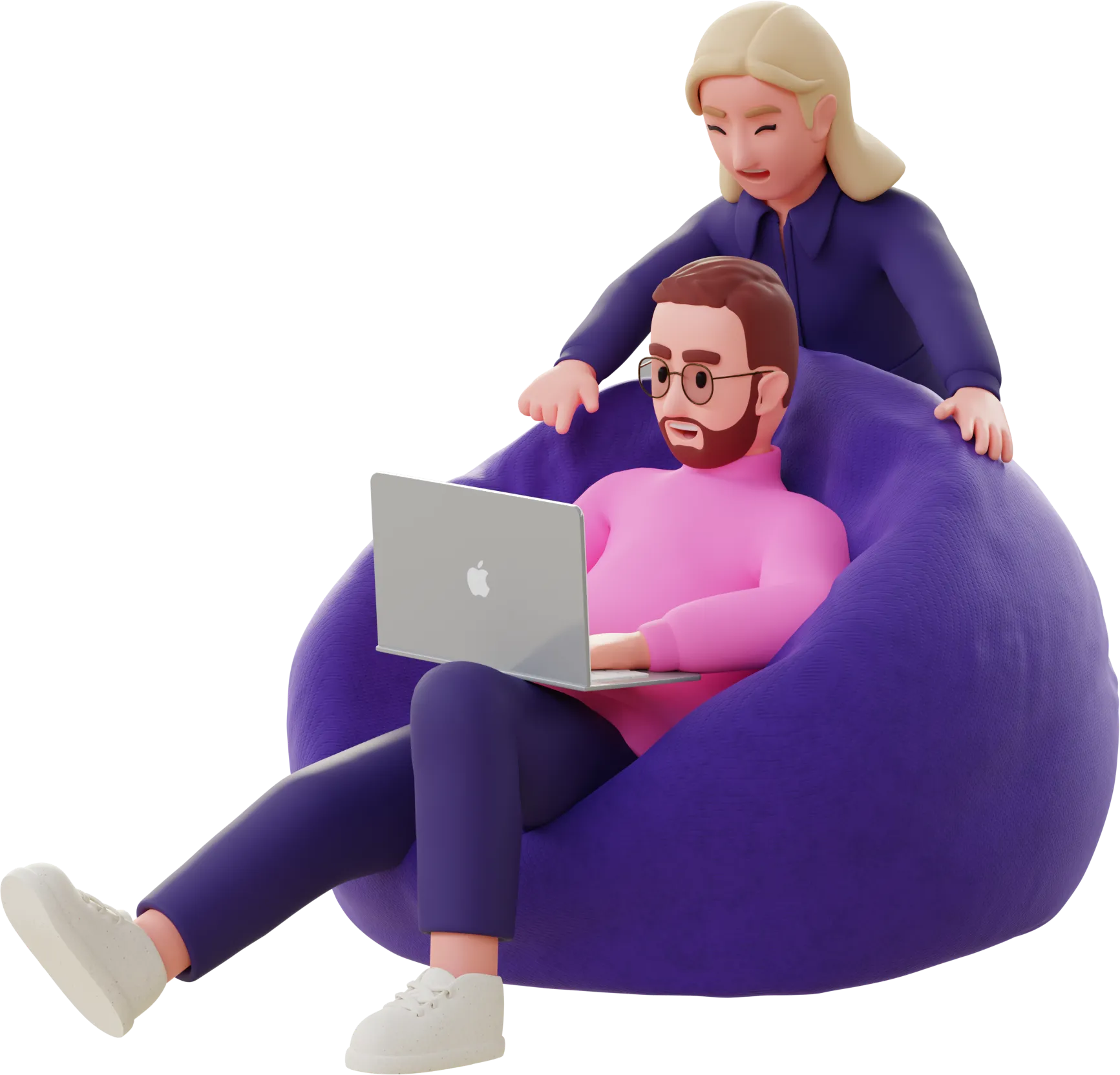 Dude working in a bean bag