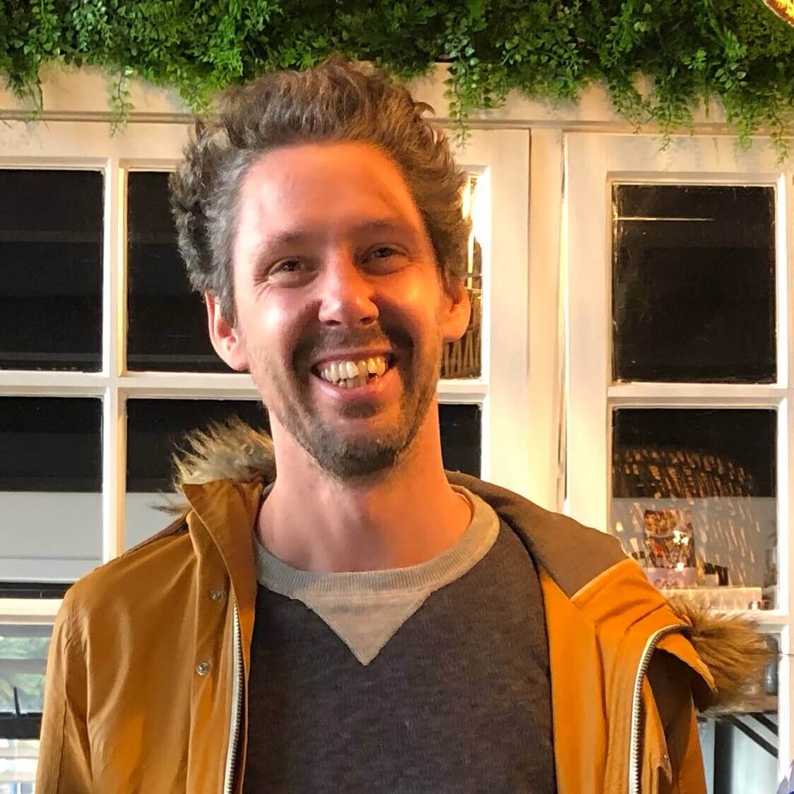 Dude working in a bean bag