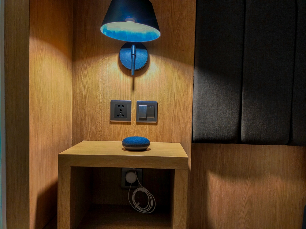 smart tech being used in hotel room