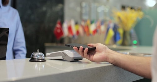 payment system being used in hotel reception