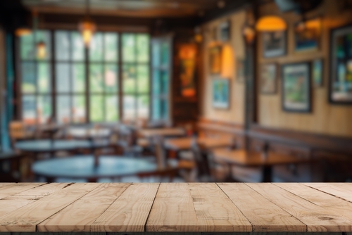 empty tables in a pub - ideal for hotdesking