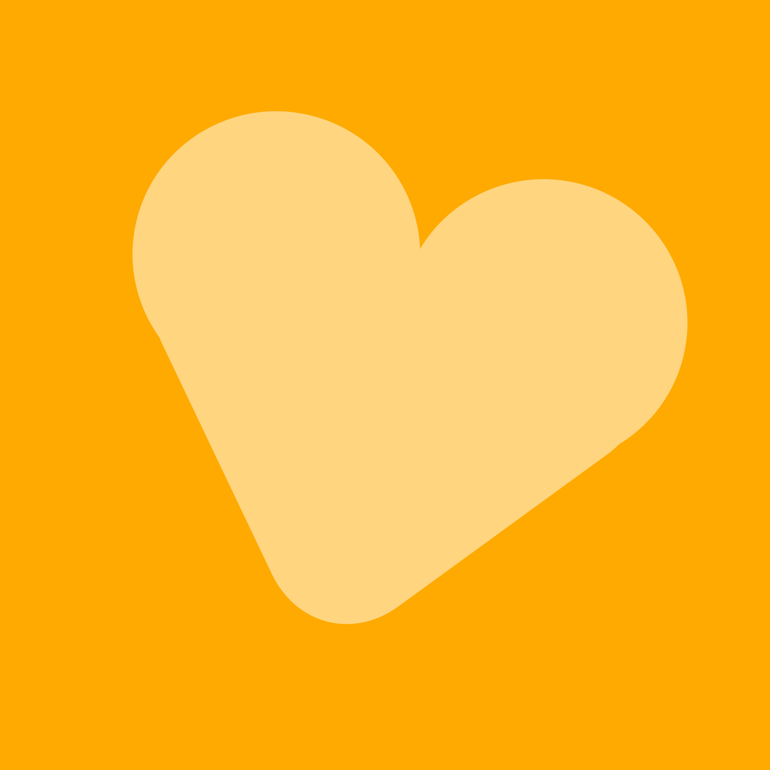 Helloranges Herzsymbol auf orangefarbenem Hintergrund.