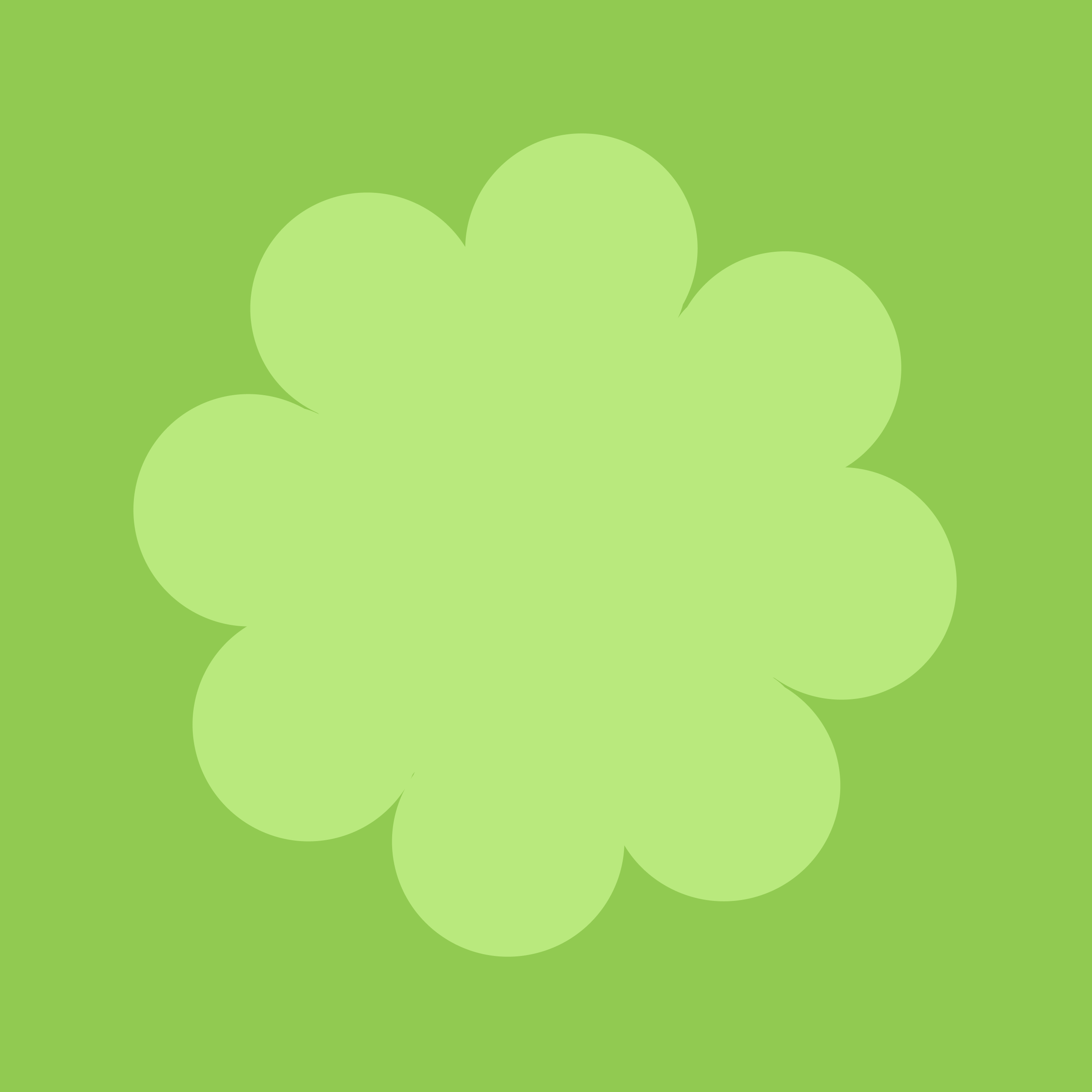 Zartgrüner, abstrakter Blumen- oder Wolkenförmiger Kreis auf einem hellgrünen Hintergrund.