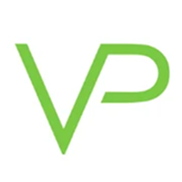 Grünes VP-Logo auf weißem Hintergrund.