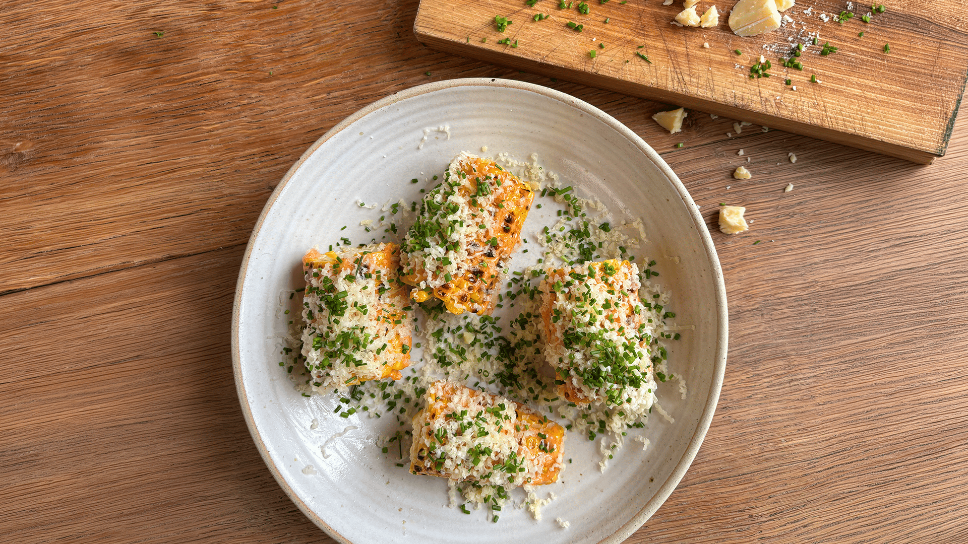 Brined and BBQd Corn with Chives & Vintage Cheddar