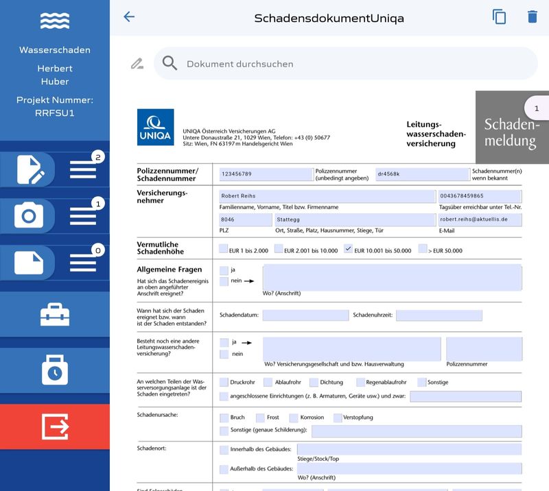 Digitale Formulare Screenshot