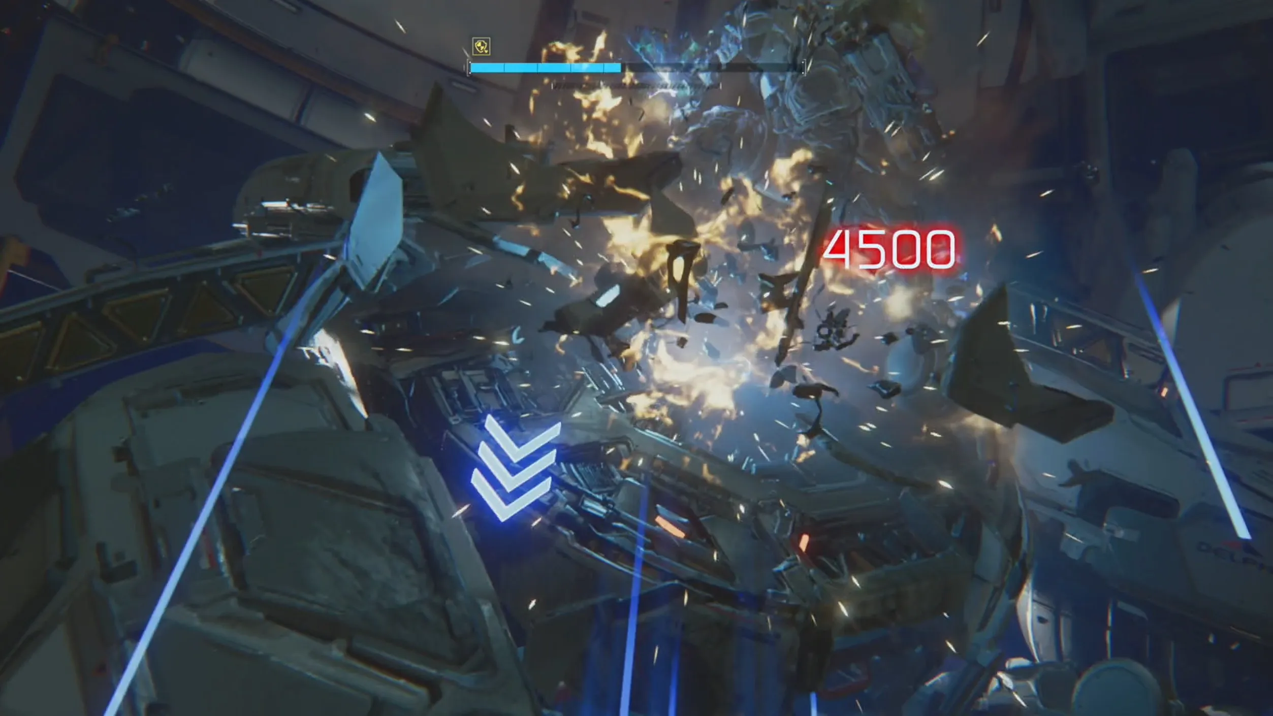 A photo of Hugh landing a critical blow to the boss with 4,500 damage 