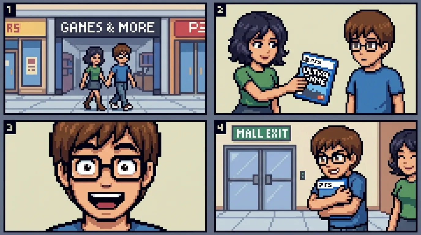 The boy receives a playstation game as a gift from her lover. He looks so happy!