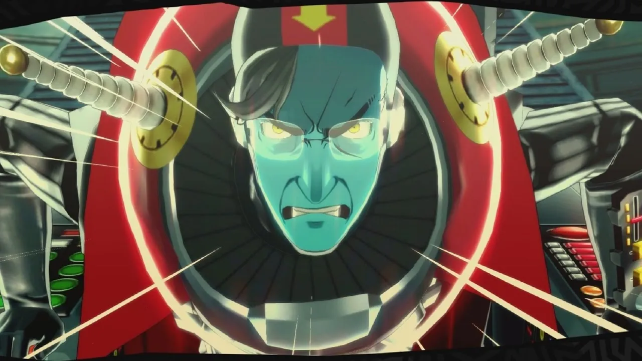A close up photo of Shadow Okumura, an alien-like character drawn like cartoon style